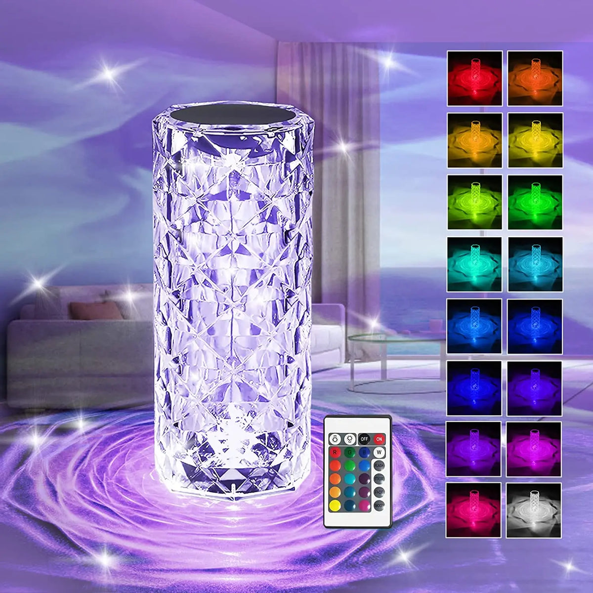 16 Colors Crystal Diamond Lamp
