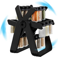 Rotating Spice Rack With 18Pcs Glass Jar