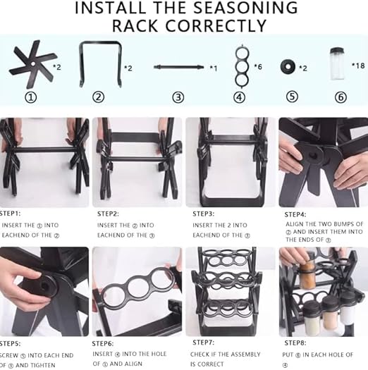 Rotating Spice Rack With 18Pcs Glass Jar